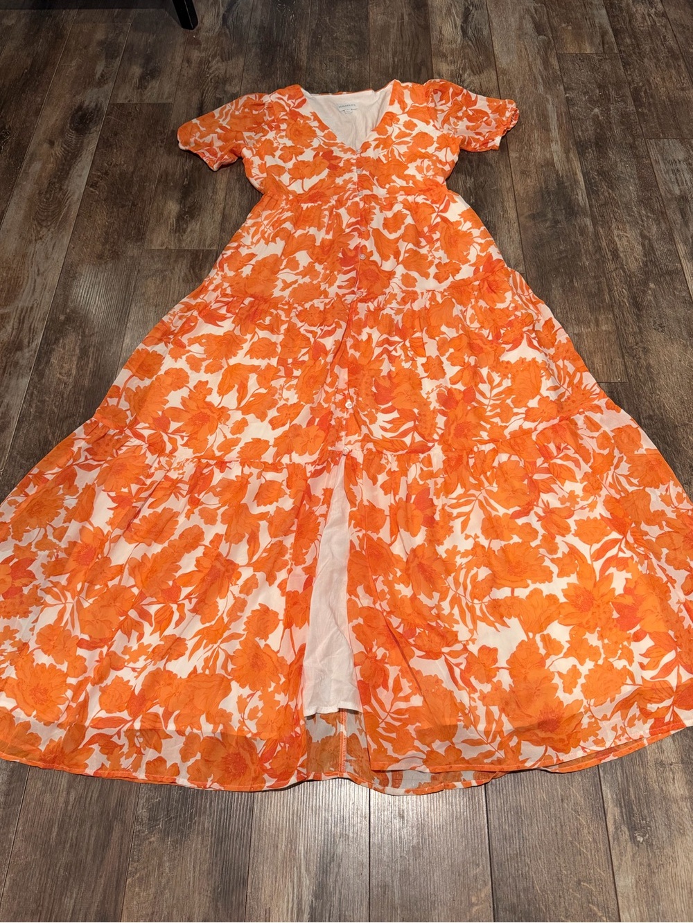 🌺Sugarlips Orange Floral Tiered Maxi Dress